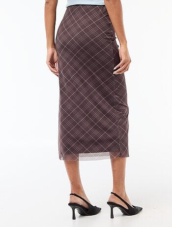 Jupe longue en mesh à carreaux