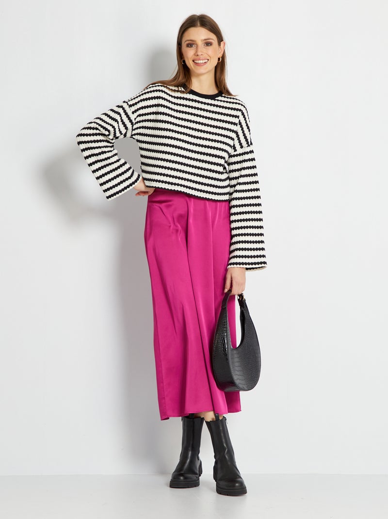 Jupe longue en satin Fuschia - Kiabi