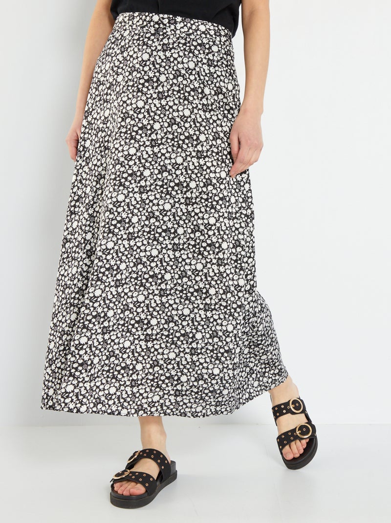 Jupe longue en satin Noir Kiabi