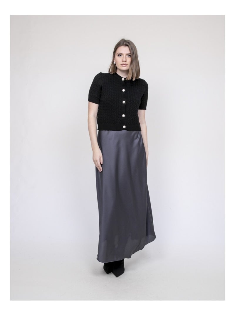 Jupe longue en satin xalpa Gris - Kiabi