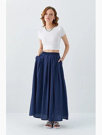 Jupe longue en tulle taille haute avec poches mixray