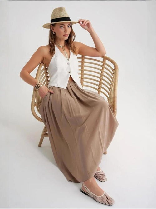 Jupe longue en tulle taille haute avec poches mixray - Kiabi