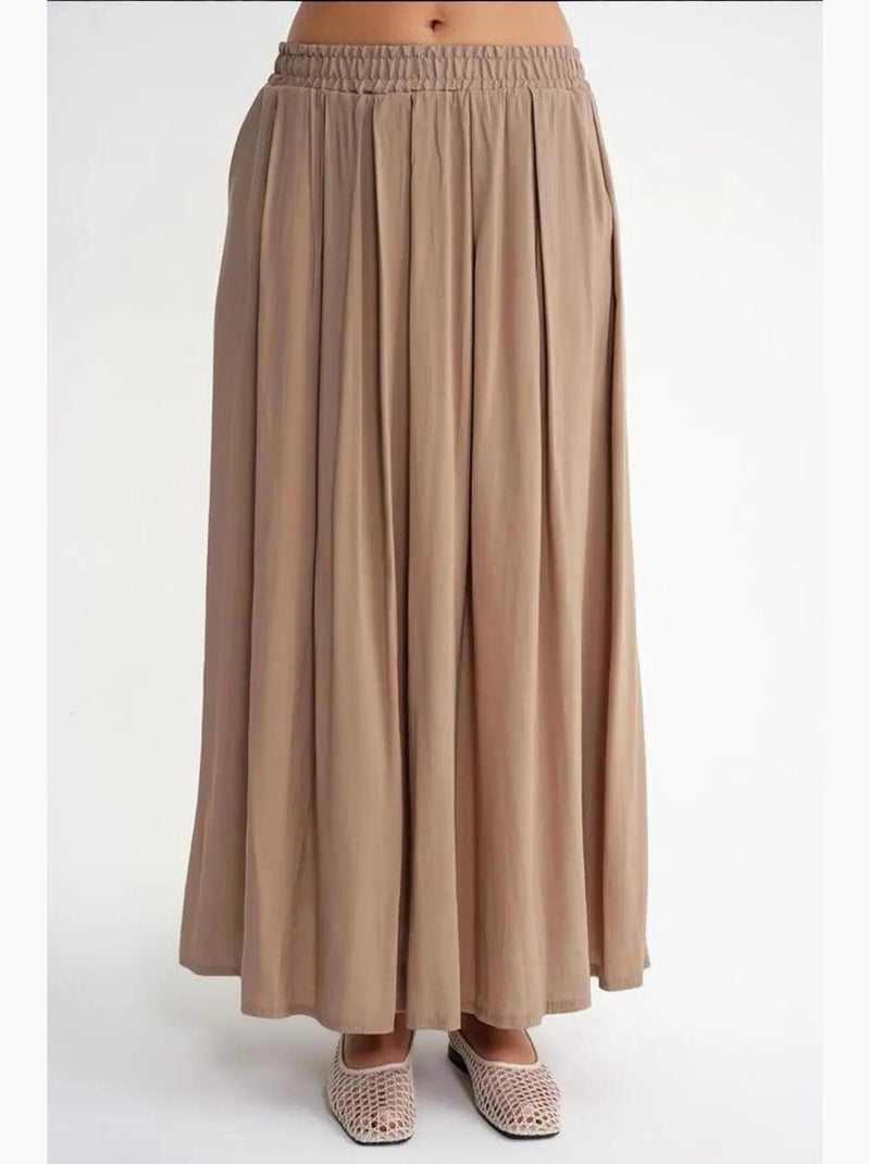 Jupe longue en tulle taille haute avec poches mixray Camel - Kiabi
