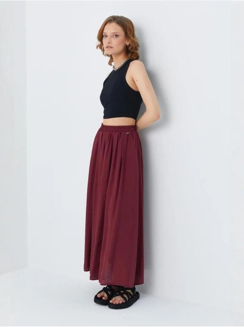 Jupe longue en tulle taille haute avec poches mixray Rouge cachemire - Kiabi