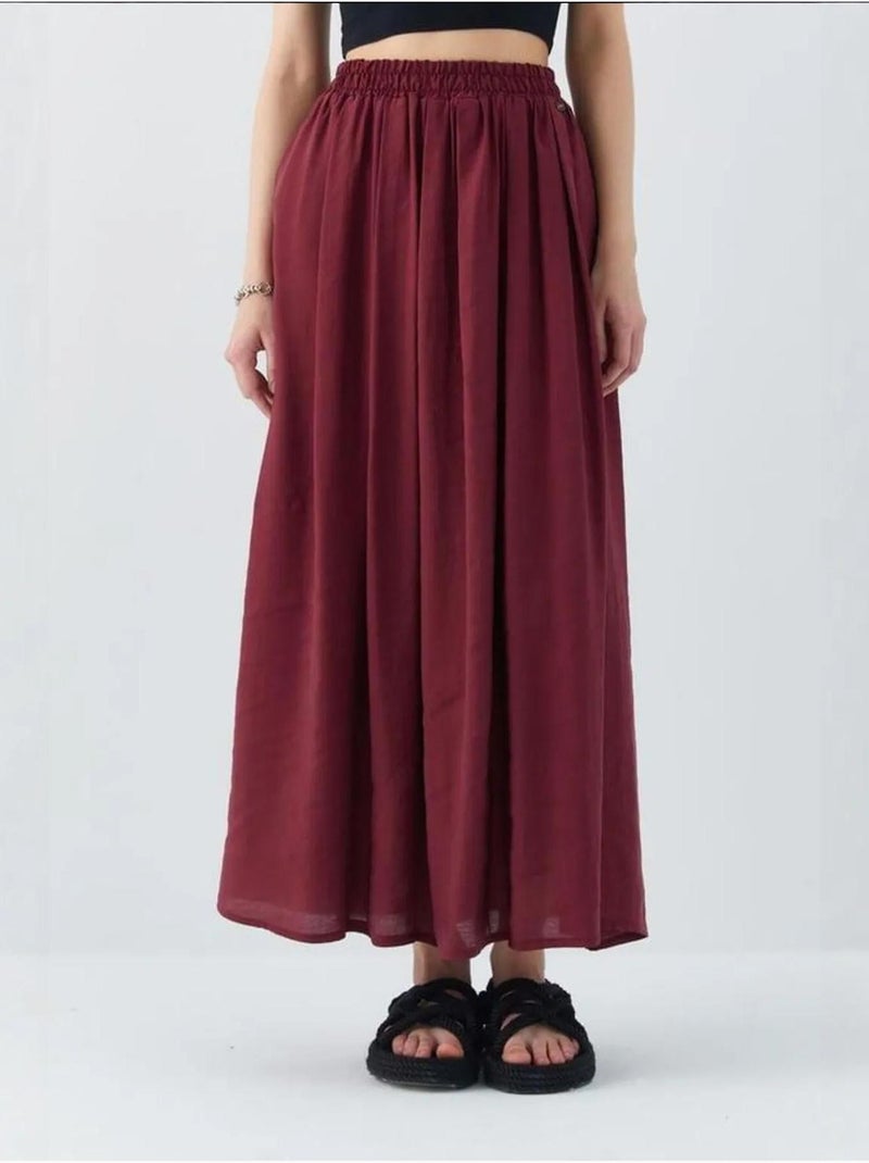 Jupe longue en tulle taille haute avec poches mixray Rouge cachemire - Kiabi