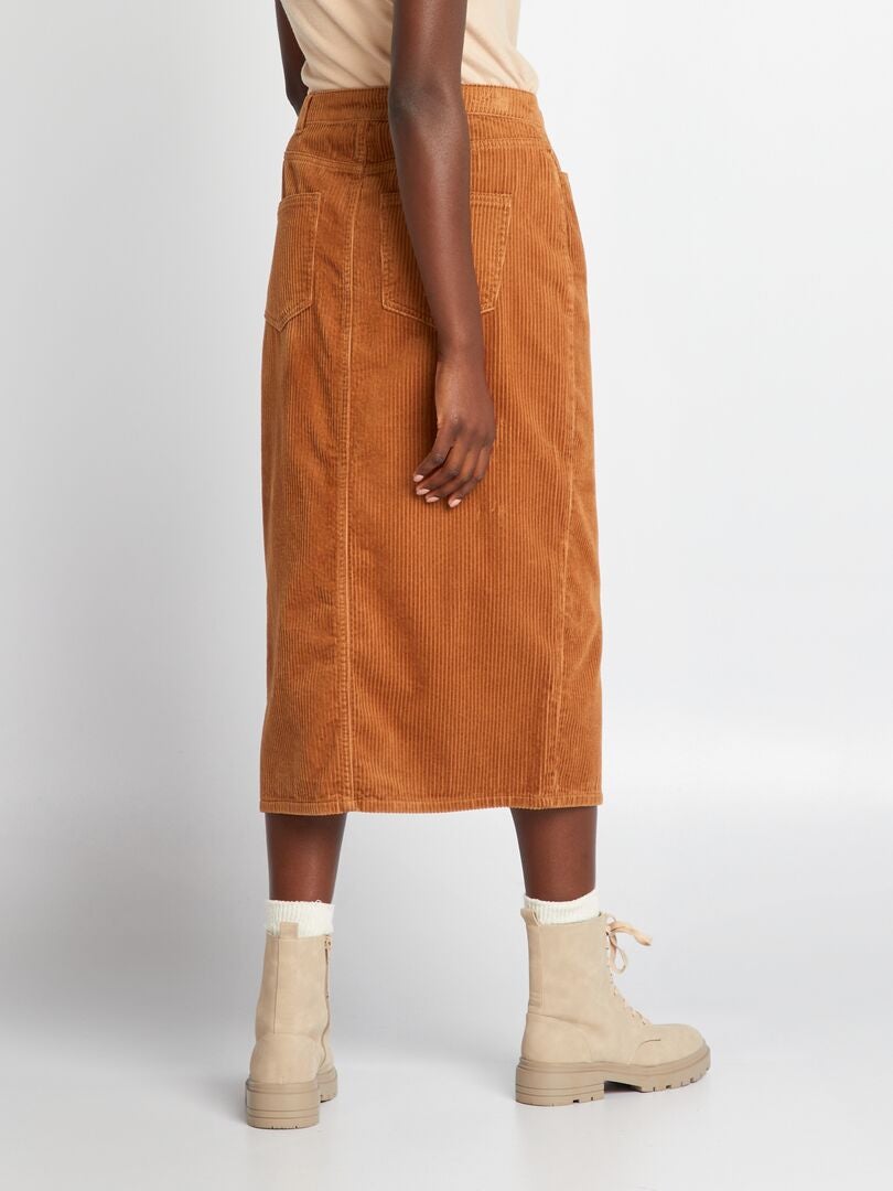 Jupe longue en velours - Marron - Kiabi - 20.00�?�