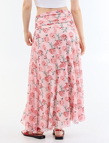 Jupe longue évasée à fleurs