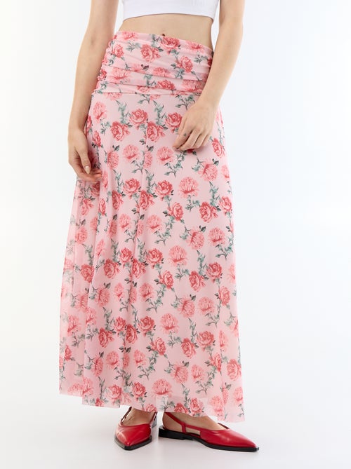 Jupe longue évasée à fleurs - Kiabi