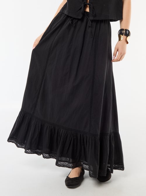 Jupe longue évasée avec macramé - Kiabi
