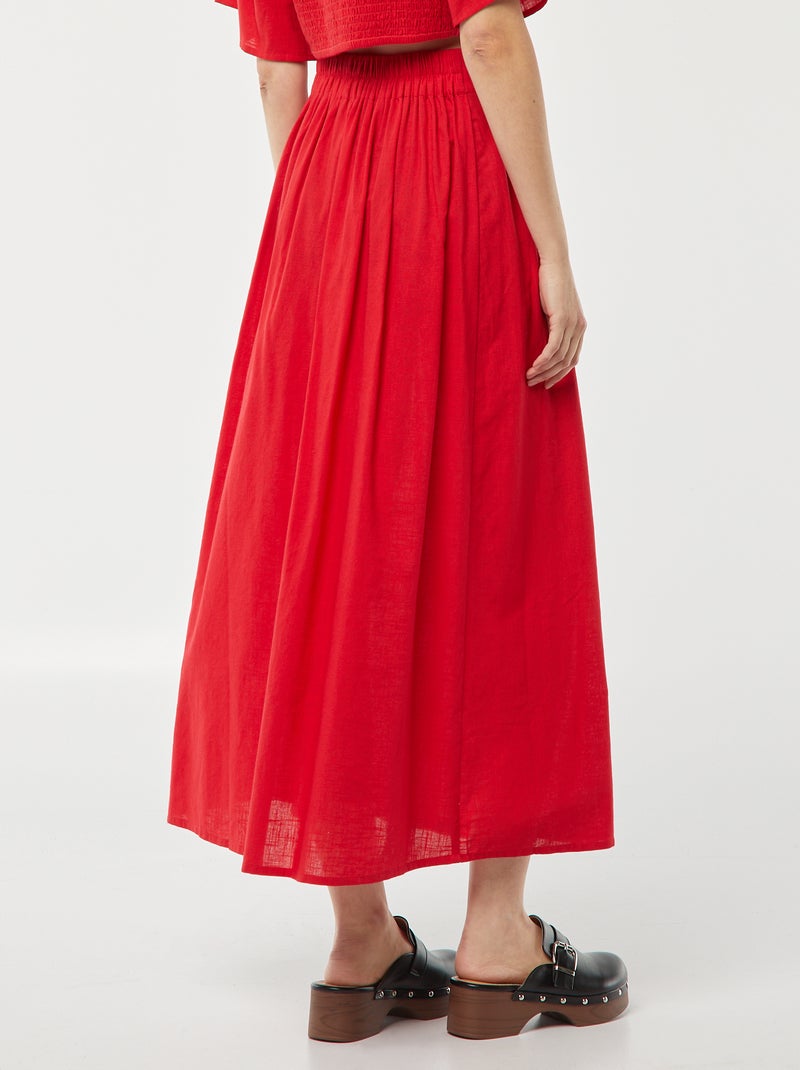 Jupe longue évasée avec taille élastiquée ROUGE - Kiabi