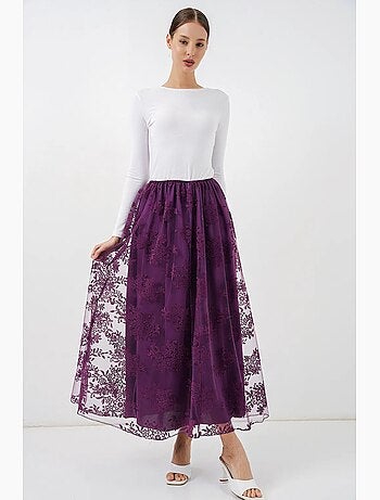 Jupe longue fleurie taille haute bdart