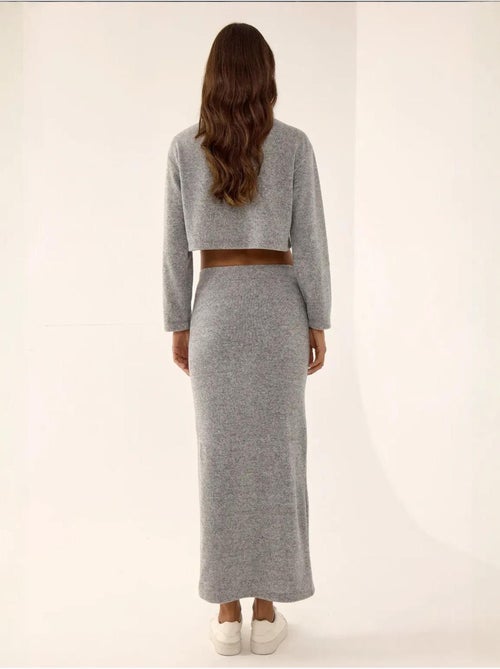 Jupe longue moulante en tricot taille basse - Kiabi