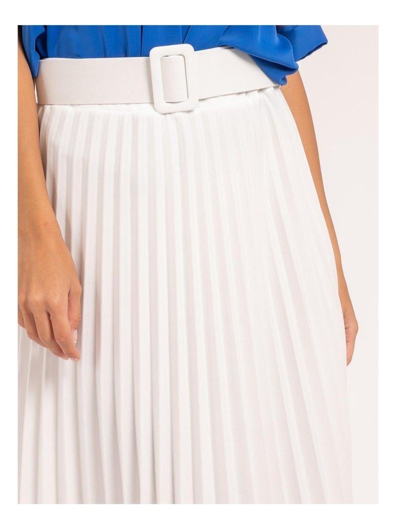 Jupe longue plissée et ceinture xolede Blanc - Kiabi