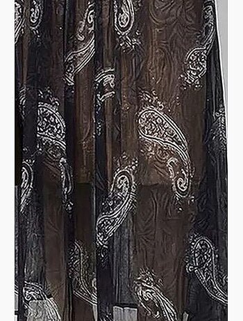Jupe longue taille haute à motif cachemire avec ceinture lucci