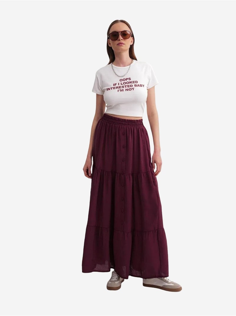 Jupe longue taille haute avec cordon de serrage à la taille mixray Rouge bordeaux - Kiabi