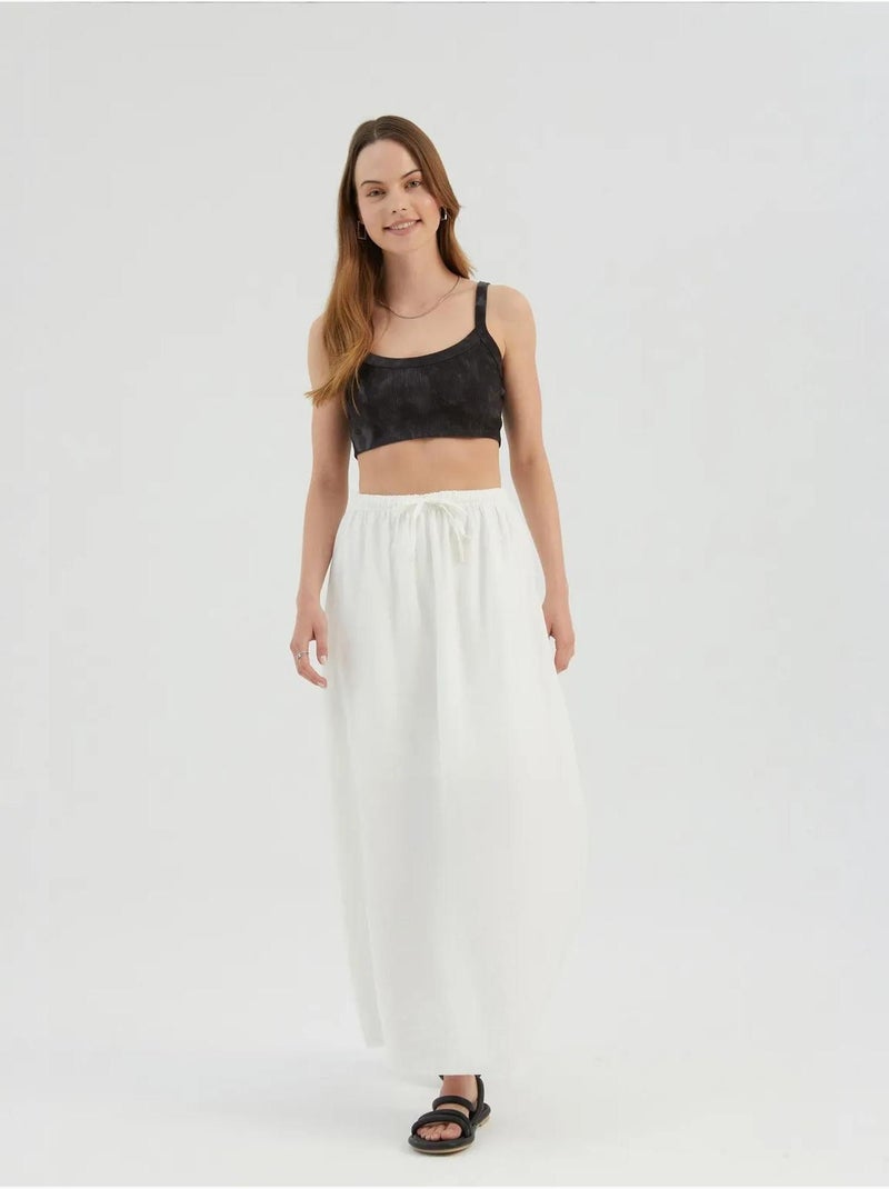 Jupe longue taille haute avec cordon de serrage hiccup Blanc - Kiabi
