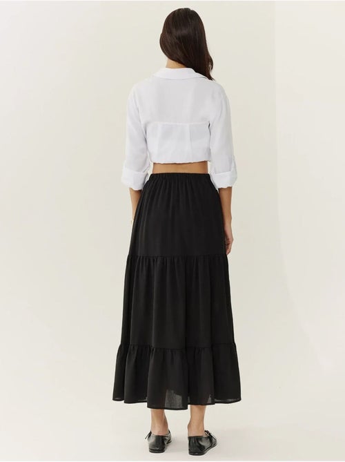 Jupe longue taille haute avec fente - Kiabi
