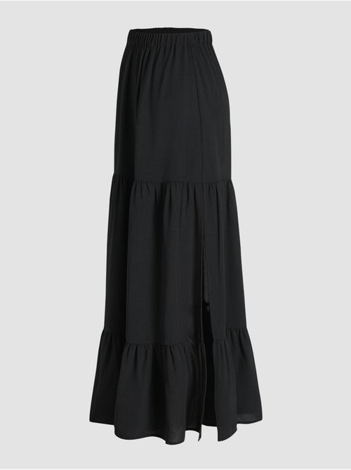 Jupe longue taille haute avec fente - Kiabi