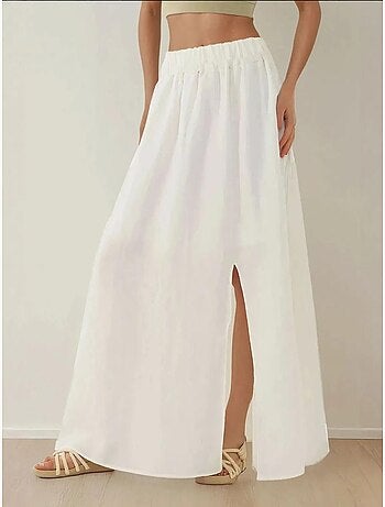 Jupe longue taille haute en A avec fente