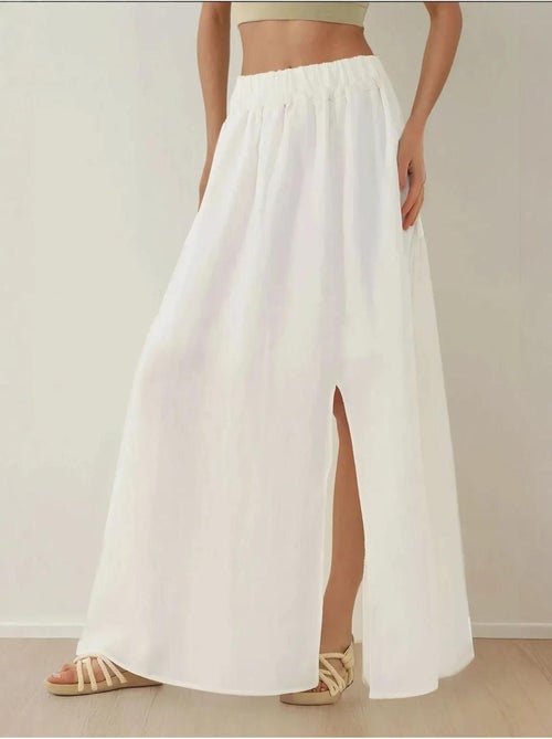Jupe longue taille haute en A avec fente - Kiabi