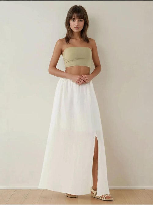 Jupe longue taille haute en A avec fente - Kiabi