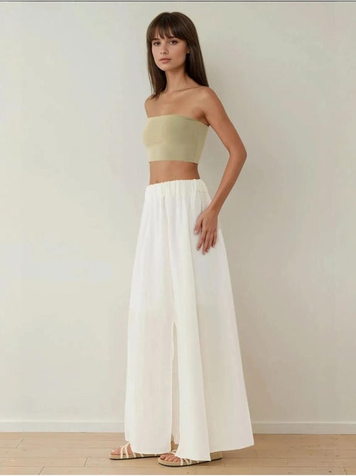 Jupe longue taille haute en A avec fente - Kiabi