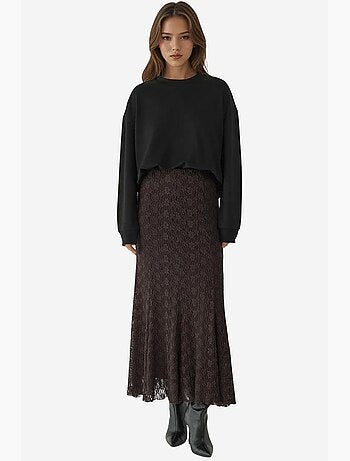 Jupe longue taille haute en dentelle hiccup
