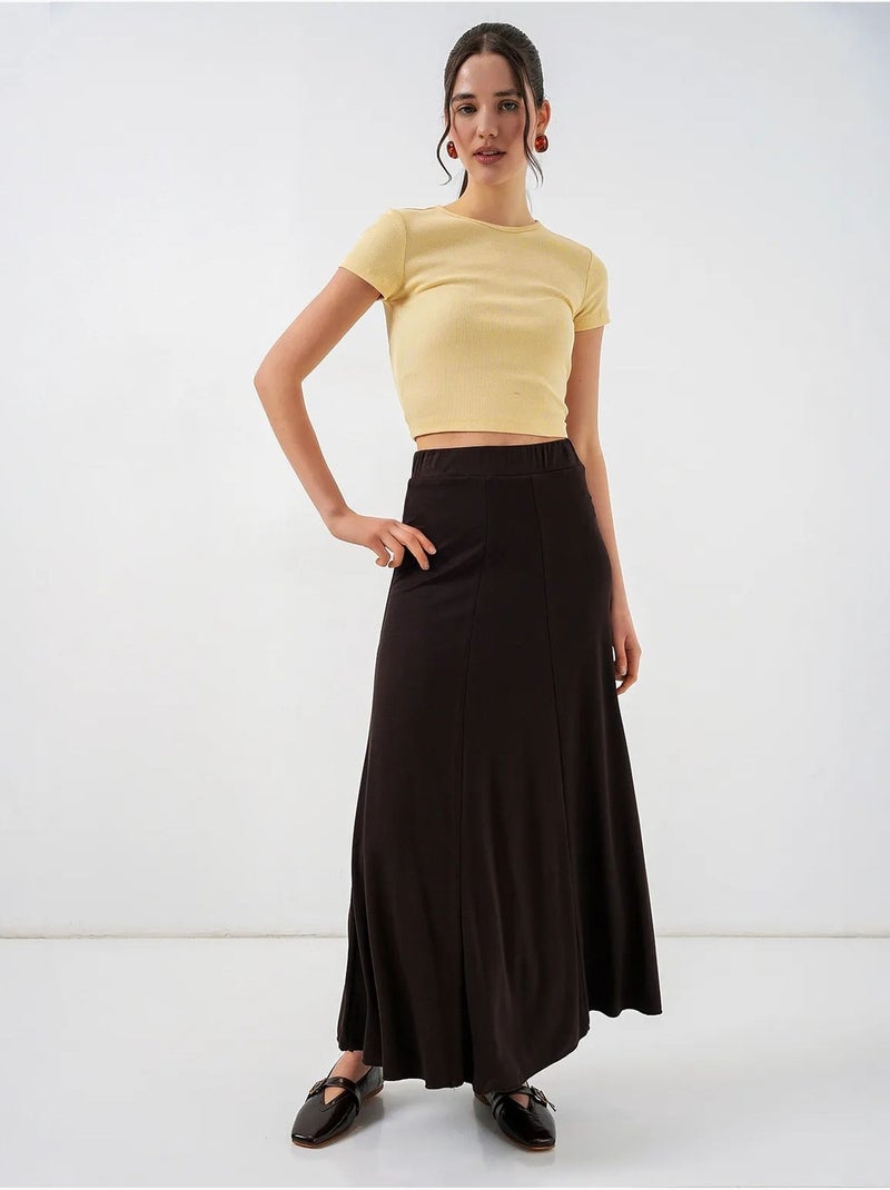 Jupe longue trapèze taille haute bdart Marron chocolat - Kiabi