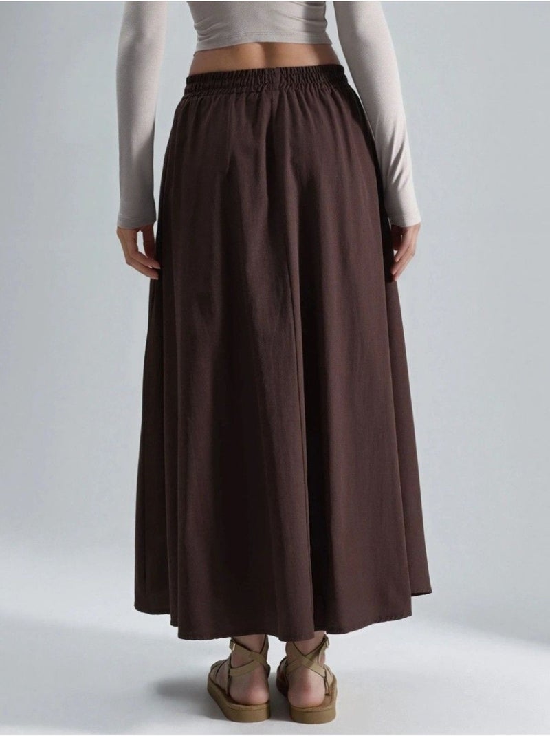 Jupe longue trapèze taille haute busem Marron noisette - Kiabi