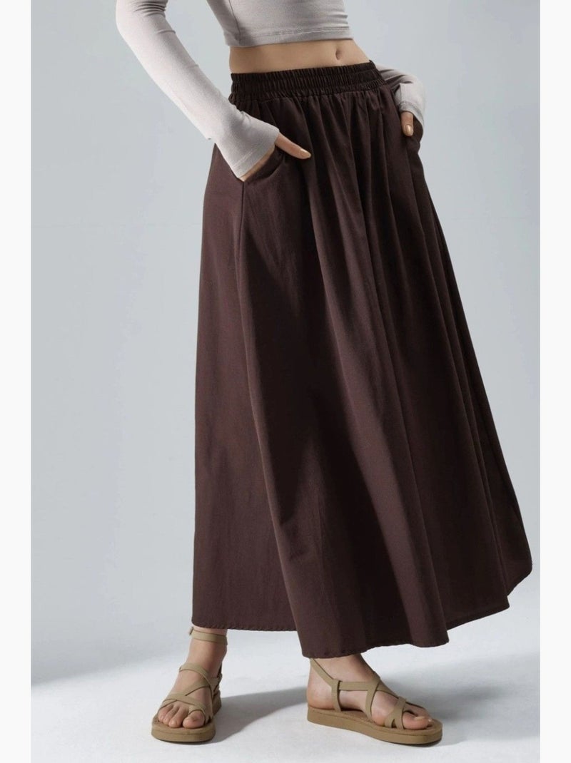 Jupe longue trapèze taille haute busem Marron noisette - Kiabi