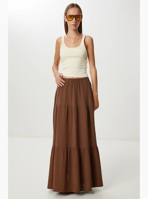 Jupe longue trapèze taille haute texturée istanbul - Kiabi