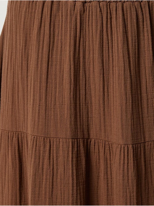 Jupe longue trapèze taille haute texturée istanbul - Kiabi