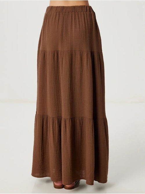Jupe longue trapèze taille haute texturée istanbul - Kiabi
