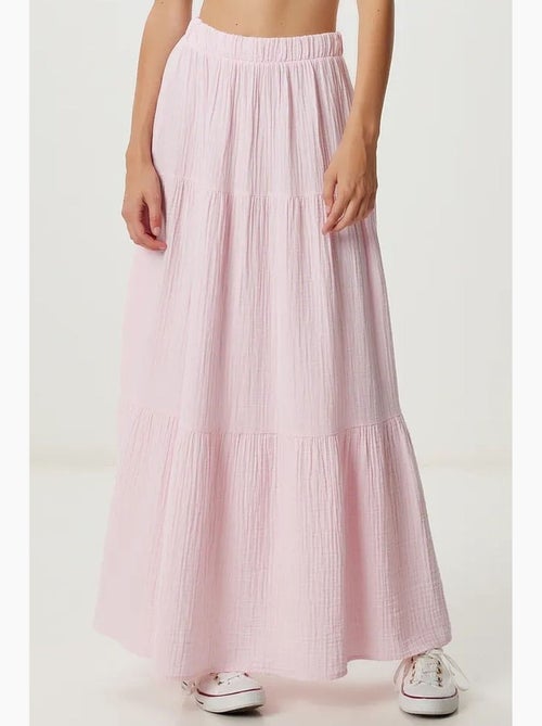 Jupe longue trapèze taille haute texturée istanbul - Kiabi