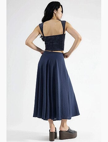 Jupe longue trapèze texturée taille haute busem