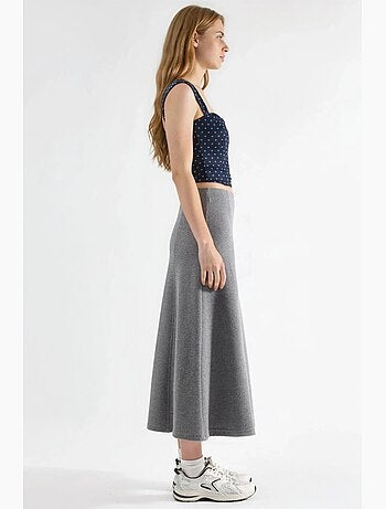 Jupe longue trapèze texturée taille haute busem
