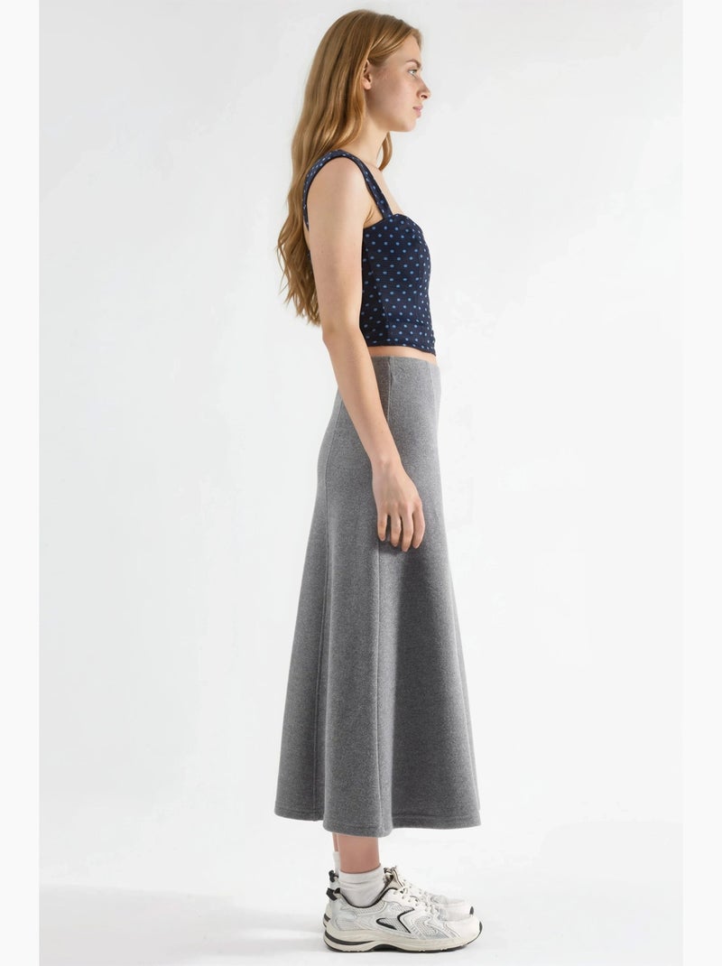 Jupe longue trapèze texturée taille haute busem Gris foncé - Kiabi