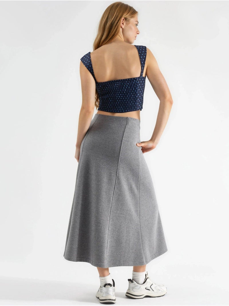 Jupe longue trapèze texturée taille haute busem Gris foncé - Kiabi