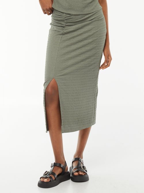 Jupe longue unie en matière crêpée - Kiabi