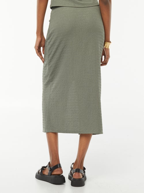 Jupe longue unie en matière crêpée - Kiabi