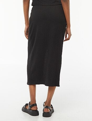 Jupe longue unie en matière crêpée