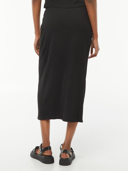 Jupe longue unie en matière crêpée - Kiabi