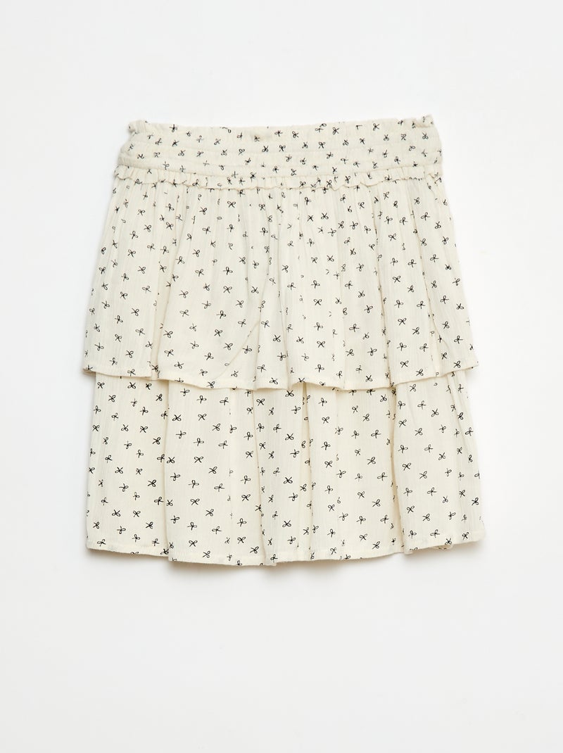 Jupe maille crêpe imprimée fleuri Beige - Kiabi