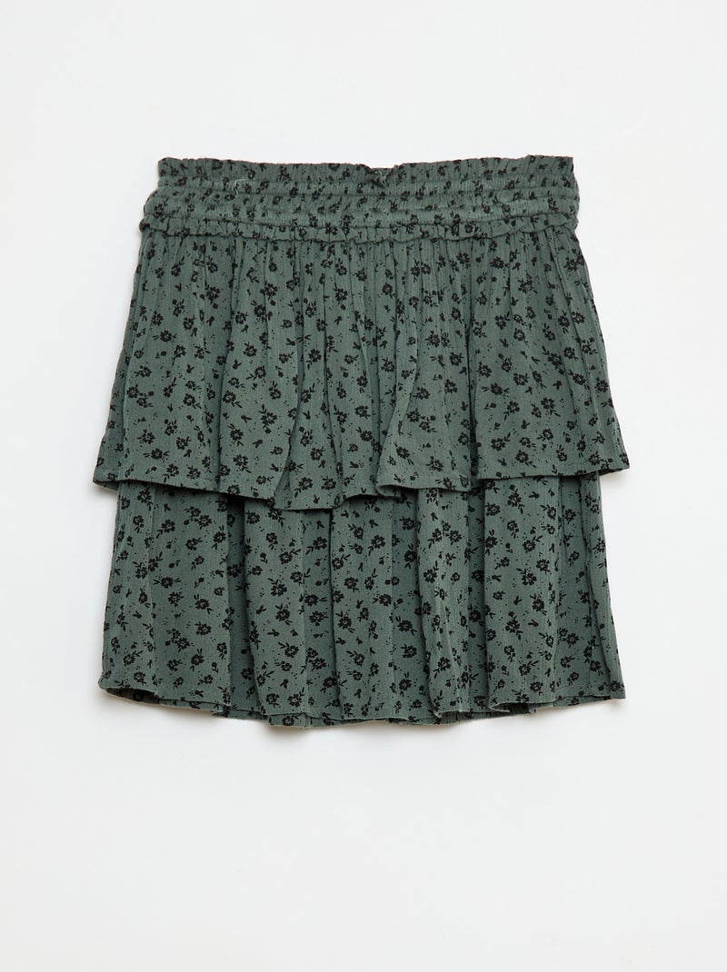 Jupe maille crêpe imprimée fleuri Vert - Kiabi