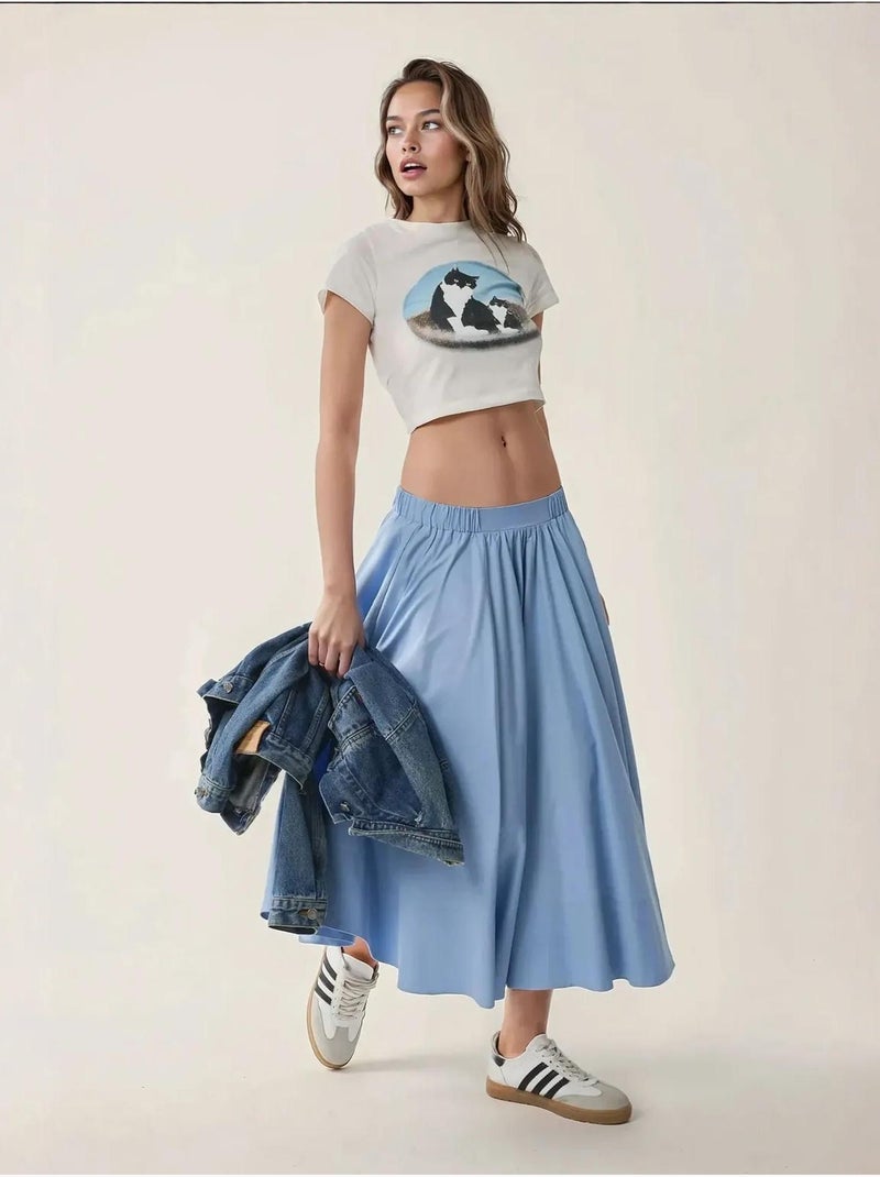 Jupe maxi a-form fit hiccup Bleu ciel - Kiabi