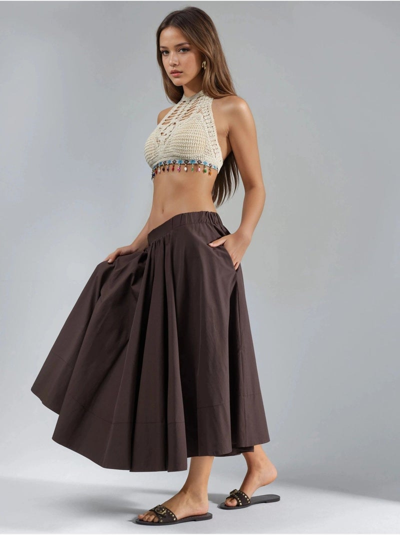 Jupe maxi a-form fit hiccup Marron clair - Kiabi