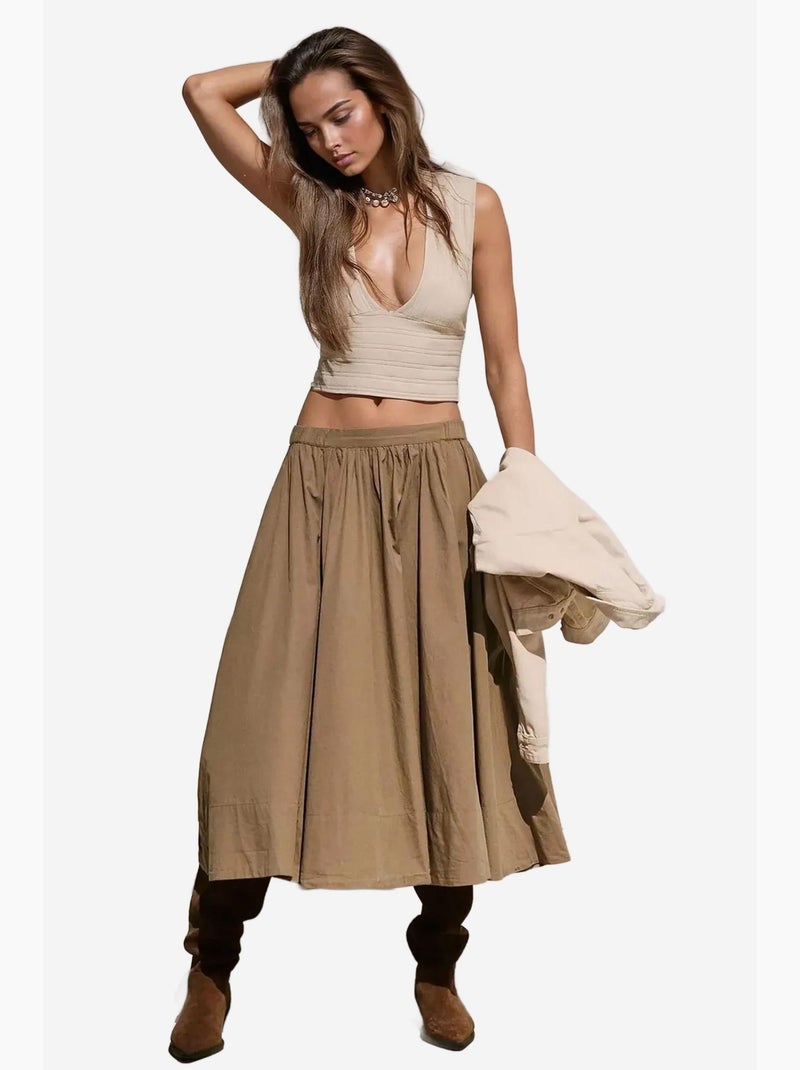 Jupe maxi a-form fit hiccup Marron - Kiabi