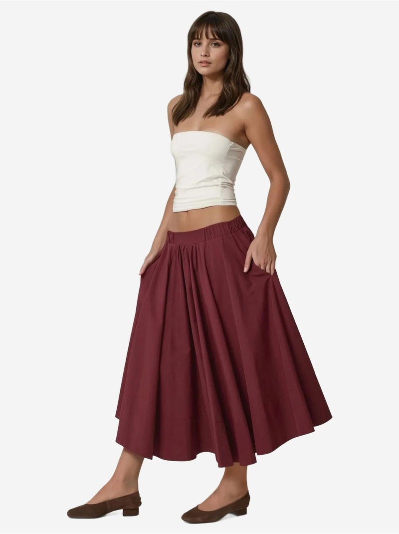 Jupe maxi a-form fit hiccup Rouge bordeaux - Kiabi
