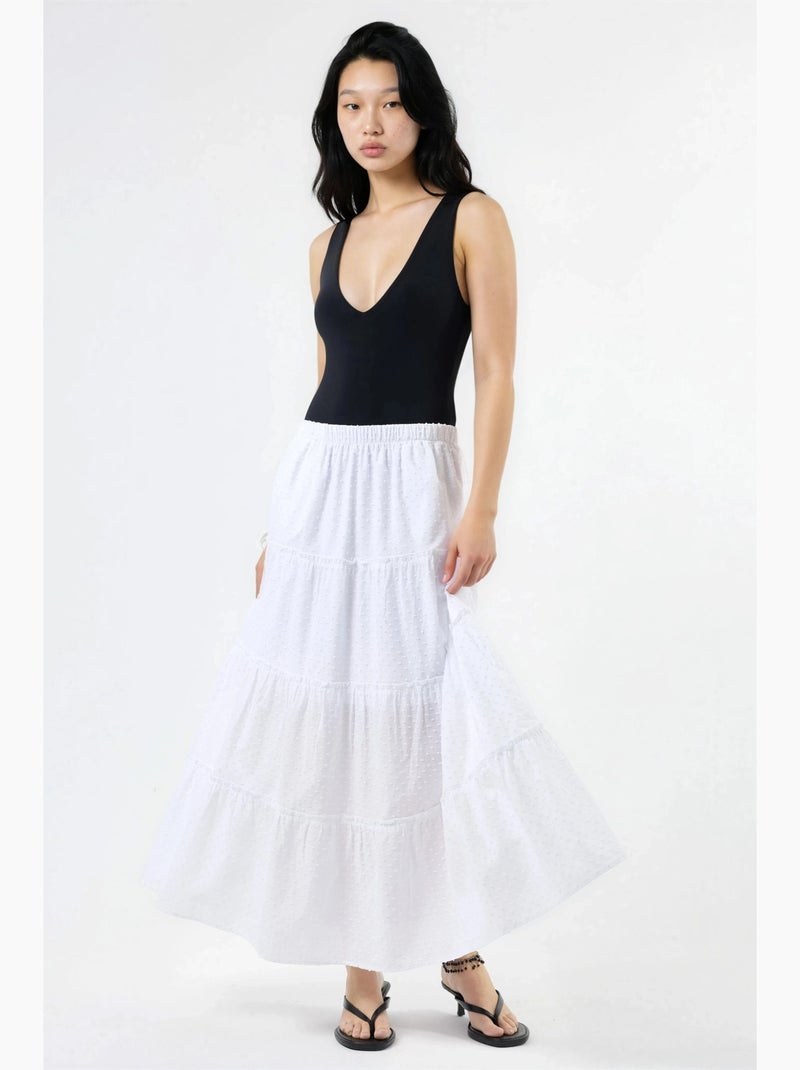 Jupe maxi texturée busem Blanc - Kiabi