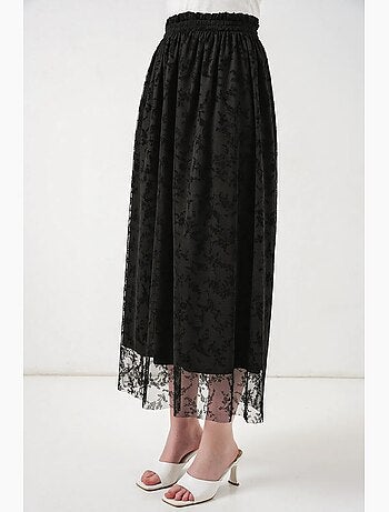 Jupe maxi trapèze taille haute à fleurs bdart